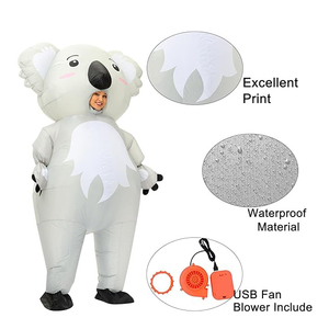 Costume gonflable de koala amusant pour Halloween, robe de fête cosplay en polyester naturel, tenue intégrale - Product Image 2