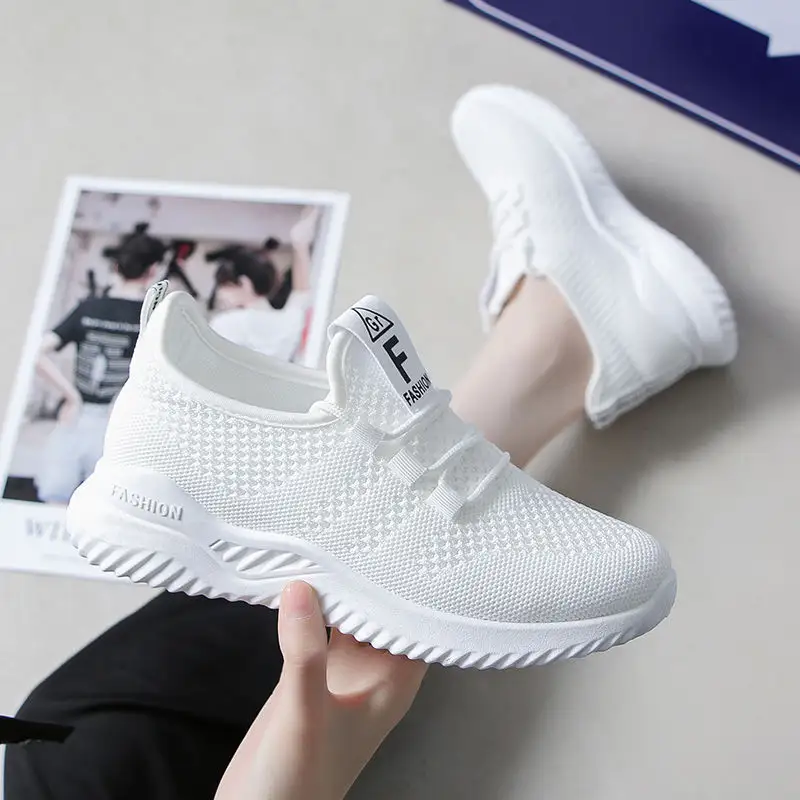 Ademend Wit Dames Fitness Walking Casual Schoenen Comfortabele Mesh Sport Schoenen Vrouwen Wedge Sneakers