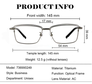 736990249 Montatura per Occhiali da Vista in Titanio di Alta Qualità, Stile <span class=keywords><strong>Vintage</strong></span> con Doppio Ponte per Uomo e Donna - Product Image 2