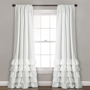 Europäische Prinzessin Stil weiße Rüschen Schicht elegante Hintergrund Semi Sheer Vorhänge Darpes für Mädchen Zimmer Wohnzimmer Schlafzimmer - Product Image 1