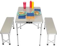 Table de camping pliante en aluminium pour barbecue et bière Set de 3pcs 1 table + 2 bancs Sets de jardin Chaises et tables pliantes portables