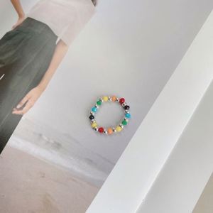 Dylam Unique Fashion Design Rainbow Colorful Women Beaded Rhodium 925 Sterling Silver Trendy Daily Wear <b>Adjustable</b> <b>Rings</b> - Product Image 2