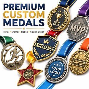 Custom Zinc Alloy Athletic Medals With Ribbon 3D Relief Runner Soccer Baseball Volleyball Race Award Medal - Product Image 1