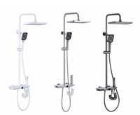 2022 robinet de piano de douche, ensemble de douche numérique de piano de douche blanc noir populaire hôtel rond en céramique moderne d'acier inoxydable poli