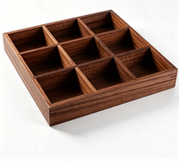 Plateau de service moderne en bois à 9 compartiments pour fruits secs, snacks, noix, décoration de table basse, logo personnalisé
