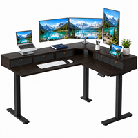 Nouvelle Arrivée Bureau d'Angle Moderne en L de 63 Pouces (160 mm) pour le Travail Assis-Debout, Électrique à Double Moteur, Réglable pour la Maison