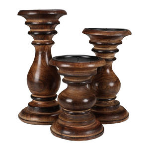 Le support de bougie de ville en bois en bois, bougeoirs, bougeoirs, colonnes tournées arrondies, - Product Image 2