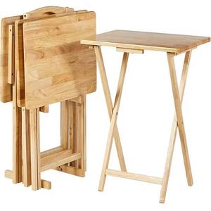 Home wooden folding <b>table</b>, <b>portable</b> high-legged sofa dining <b>table</b>, outdoor <b>picnic</b> wooden stall storage <b>table</b> - Product Image 3