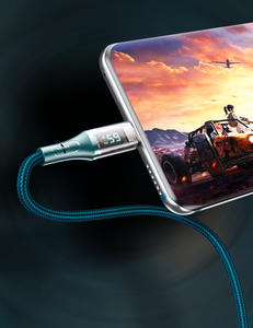 <span class=keywords><strong>Super</strong></span> Charge 65W 5A USB Type C Câble de Charge Rapide Transparent avec Affichage LED Veste en Nylon pour Huawei pour Xiaomi OPPO VIVO - Product Image 3