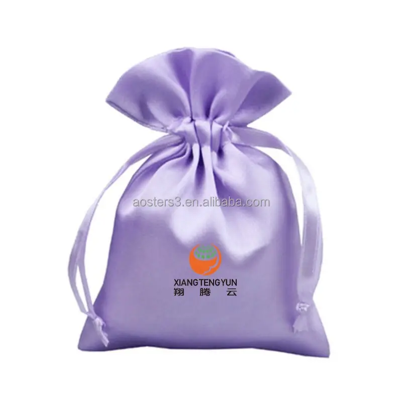 Bolsa de cetim de seda para poeira, sacola com cordão estampada personalizada para manchas, seda cetim com cordão
