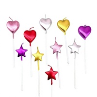 Bougies d'anniversaire personnalisées en forme de cœur et d'étoile, adorables bougies métalliques multicolores pour la décoration de gâteaux de célébration (vente en gros)