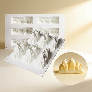 6 Cavity Iceberg Mousse Cake Mold 3D Snow Mountain Silicone Baking Mold For Chocolate Cake Decorating Commercial Use - Product Image 1