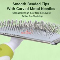 Brosse démêlante pour animaux de compagnie avec picots ronds, peigne à aiguilles en acier inoxydable pour toilettage chien et chat, élimine les nœuds et les poils lâches