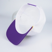 5-paneels geperforeerde golfpet, tweekleurige sportpet, hoge profiel gestructureerde pet met gevlochten touw, volledig geborduurd, outdoor golfpet