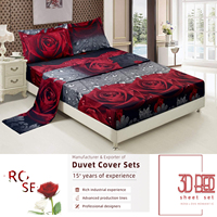 Ensembles de literie 3D Rose housse de couette douce de haute qualité drap de lit Polyester imprimé literie support personnalisé