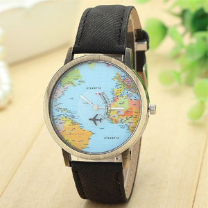 Cool Mini World Fashion orologio al quarzo da uomo mappa Unisex aereo viaggio in tutto <span class=keywords><strong>il</strong></span> <span class=keywords><strong>mondo</strong></span> abito da donna in pelle orologi da polso D30 - Product Image 3