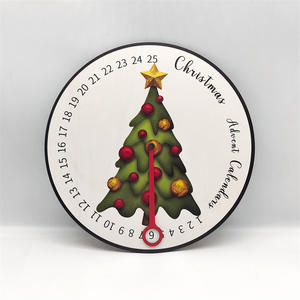 Décoration de noël plaque de porte en bois compte à rebours circulaire en bois artisanat décoration de la maison pendentif une pièce personnalisé - Product Image 4