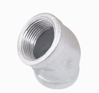 Raccord coudé universel TapLink 150 lb fileté à 45 degrés en acier inoxydable poli, tête hexagonale moulée pour tuyaux d'eau et d'huile