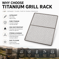 Grille de barbecue en titane ultralégère pour camping, maille de cuisson portable, ustensile de cuisine épaissi pour pique-nique et équipement de camping en extérieur