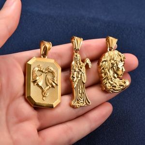 Collier avec pendentifs en alliage plaqué or sur le thème du dragon et de l'arbre, style hip-hop unisexe, bijoux de charme, cadeau - Product Image 6