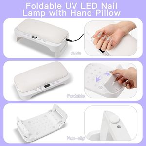 Lámpara LED Profesional para Uñas de Gel, 4 Temporizadores, Plegable, con Guantes y Reposabrazos - Product Image 2