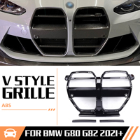 Cadre de calandre avant ABS noir brillant style V, garniture extérieure de mise à niveau pour BMW G80 M3 G82 G83 M4 2021+