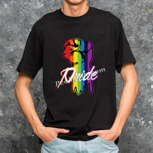 Ready to Ship Custom logo Print Happy <strong>Pride</strong> Month love Is love Pattern Men's <strong>Shirts</strong> Fashion Black <strong>t</strong> <strong>Shirt</strong> - Product Image 6