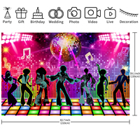 5 * 3ft/7x5ft Disco música baile fiesta decoraciones pared telón de fondo DIY neón Fondo fiesta cumpleaños Disco decoración telón de fondo