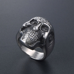 Gothic Retro Skull <b>Ring</b> Men's Punk Style <b>Titanium</b> Steel Jewelry SA619 Gift - Product Image 2