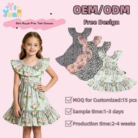 Robe à volants étagés à taille élastique pour bébés filles, motifs floraux et léopard assortis, pour séance photo, anniversaire, vacances