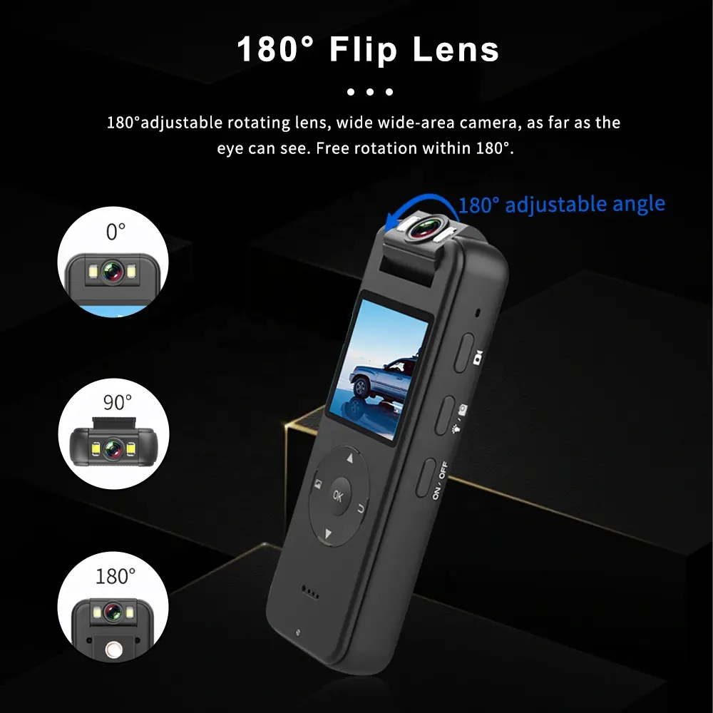 2024 New Record Máy Ảnh 4K HD Thông Minh Máy Ảnh Không Dây An Ninh Máy Quay Phim 180 Độ Cơ Thể Mặc Wifi Video Recorder