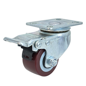 2 inch polyurethane low Center of Gravity Universal Wheel Heavy-Duty Brake Caster PVC Industrial Trolly Brake castors - Product Image 2