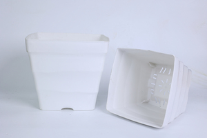 Pot de fleurs carré en plastique, grande taille 29 cm, en PP, design côtelé ondulé avec fente de drainage, directement de l'usine - Product Image 5