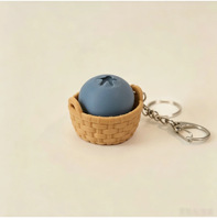 Appel & Blauwe Bes Knop Fidget Toy, Mini Fruitvormige Sleutelhanger