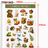 Autocollants personnalisés découpés à la forme Yingao, imperméables, multi-motifs, en vinyle, pour thèmes Océan, Forêt, Douceur, pour scrapbooking et journal.