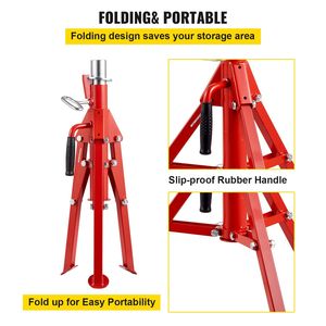 V Head <b>Pipe</b> <b>Stand</b> 1/8'-12' Capacity Adjustable Height 24'-42' 2500 lb Load Carbon Steel Body Portable Folding <b>Pipe</b> <b>Stands</b> <b>Stands</b> - Product Image 5