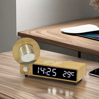 Bambus Retro Digital Holz Wecker Wireless Qi Schnell ladegerät 5W 10W Schreibtisch Tischuhren mit elektronischer Bewegung