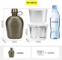 Gourde tactique de 1 L en gros, sans BPA, grande capacité, bouteille d'extérieur, design camouflage, camping, préparation aux situations d'urgence, applicable