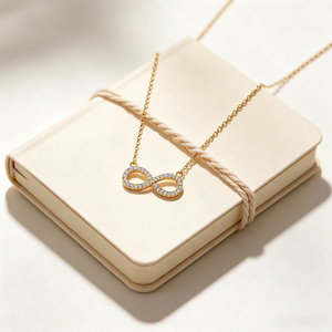 Collier Pendentif Infini en Laiton Plaqué Or 18K avec Zirconiums AAA pour Femme – Vente en Gros Hengdian – Idéal Anniversaire - Product Image 4