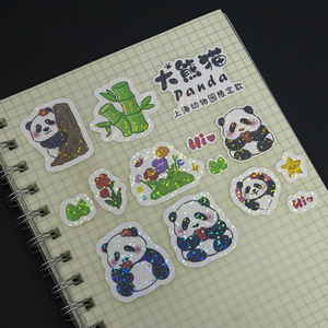 Tùy chỉnh chết cắt dễ thương Sticker Set khuyến mại in ấn phim hoạt hình không thấm nước Hologram <span class=keywords><strong>Panda</strong></span> cá nhân dán Sheets - Product Image 3