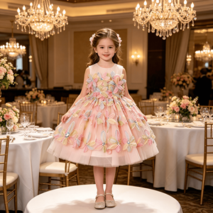 Vestido <span class=keywords><strong>de</strong></span> Princesa con Tul y Mariposas 3D <span class=keywords><strong>para</strong></span> <span class=keywords><strong>Niñas</strong></span>, Sin Mangas, con Volantes en Capas, Vestido <span class=keywords><strong>de</strong></span> Fiesta <span class=keywords><strong>de</strong></span> Cumpleaños, Disfraz Formal - Product Image 3