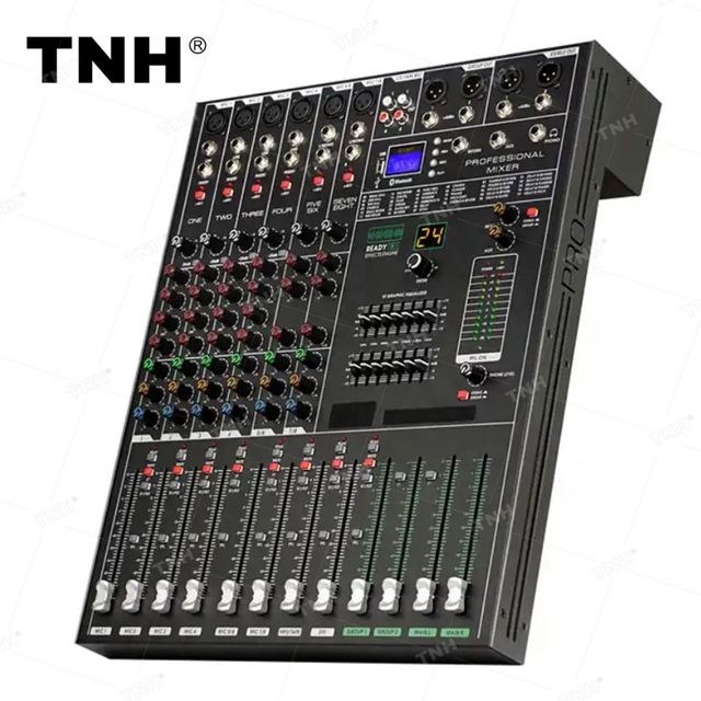 TNH MR-9300 MP3 Professional 8 Channel BT Audio Mixer USB High Bass Mixing Console MP3 Karaoke Amplifier DJ Equipment