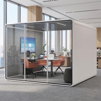 Grande cabine de conférence insonorisée pour bureaux d'entreprises australiennes et réunions de projet, avec ventilation, LED, USB et verre