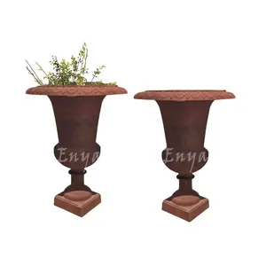 Wholesale Classic 24" Large Garden Decoration Antique French Style Paired Flower Pot Medici Cast Iron Urn Pots Planter Outdoor
