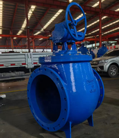 Vanne à boisseau sphérique double excentrique hydraulique à raccordement à brides 3 ports, joint EPDM, pour milieux à haute/basse température, en carbone