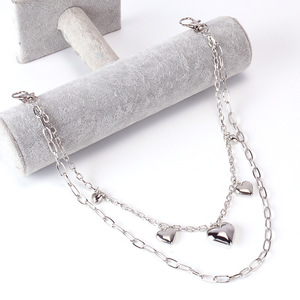 Heart-Shaped Double Layered Pants <b>Chain</b> Zinc Alloy <b>Waist</b> <b>Chain</b> For Daily Wear Unisex Hip Hop Style - Product Image 2