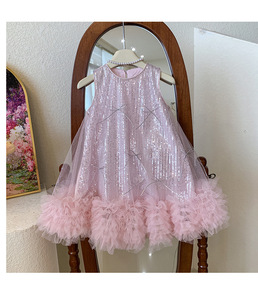 Girls' Princess Dress Summer 2026 New Style Children's <b>Light</b> Luxury High-End Dress Girls' Mesh Vest Dress 100-140cm - Product Image 3