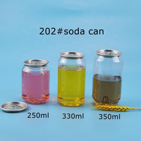 Bouteille/Canette en Plastique PET Transparente Vide de 350 ml pour Boissons Gazeuses avec Couvercle à Ouverture Facile