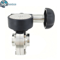 Vanne papillon sanitaire soudée en acier inoxydable SS316L avec volant de réglage micro-réglable
