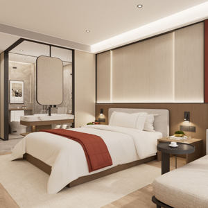 Juego de Muebles de Dormitorio de Hotel Moderno de Tamaño Personalizado, Habitación Doble Estándar Completa, Fabricado con Paneles de Madera, Directo de Fábrica - Product Image 1